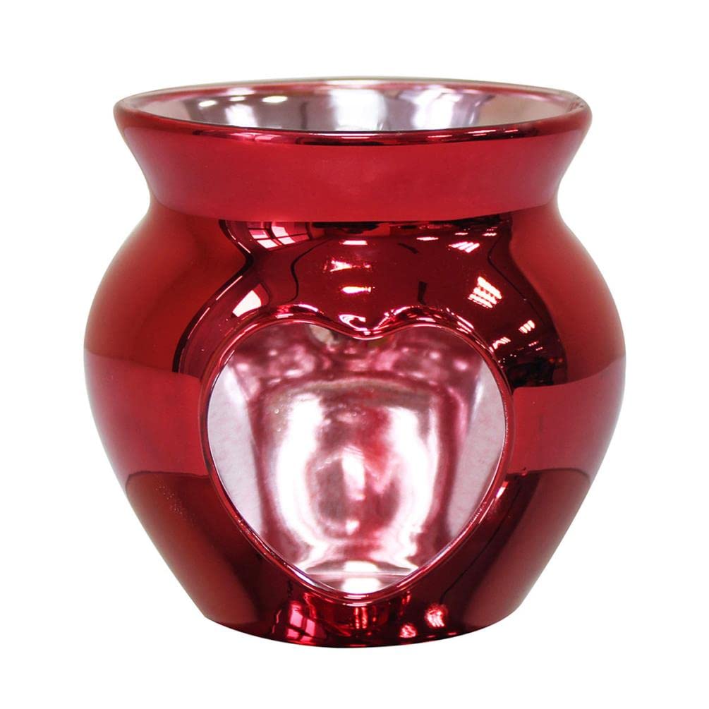 The Leonardo Collection Red Polished Borosilicate Glass Heart Tealight Holder Wax Mini Oil Warmer Burner