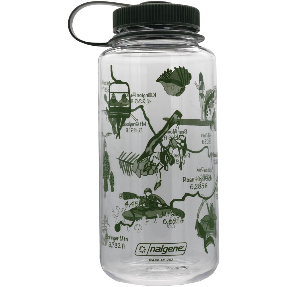 Nalgene Sustain Tritan BPA-Free Water Bottle Made with Material Derived from 50% Plastic Waste, 32 OZ, Wide Mouth, Geographical Bottle Design, East Coast Clear