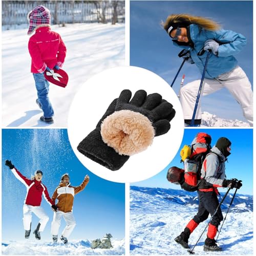 Kinder Dick Winter Strickhandschuhe Mit Fleecefutter 5-10 Jahre Mädchen Jungen Wolle Warm Fingerhandschuh Skihandschuhe Magische Gestrickte Vollfinger Radhandschuhe Thermo Winddicht Handschuhe