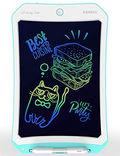 IGERESS Date 10 Pouce Couleur Bleu Écran LCD Écriture Tablette Conseil Dessin Tablette Tablette Tablette écritoire électronique(Écran Couleur - Bleu)