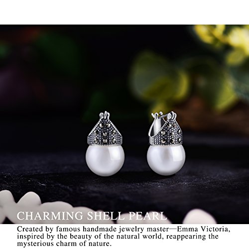 S925 Sterling Silver Natural Pearl Earrings Shell Pearls Drop Dangle Earrings Large Pearls Earrings, Handmade Natural Jewelry Unique Gifts for Women2