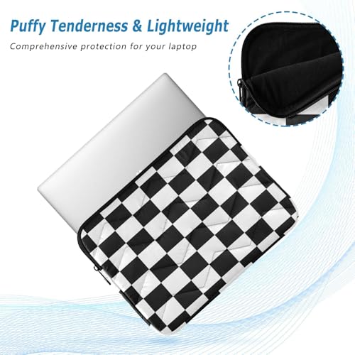 Funda para laptop 15-16 pulgadas con diseño cuadriculado blanco y negro miniatura 5
