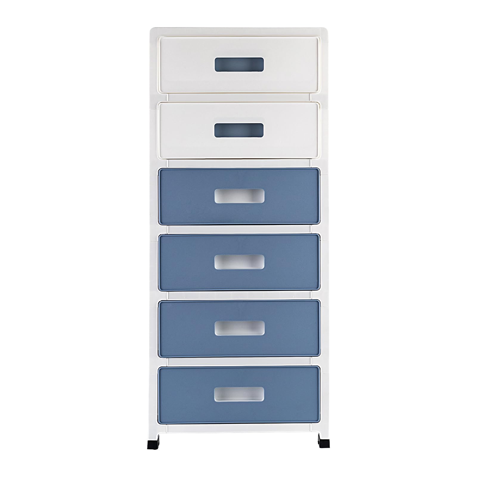 Cassettiera Organizzatrice con 6 Cassetti e Rotelle, Scatola Plastica PP 35x26x83.5cm, Colore Blu e Bianco, Mobile con Scomparti per Archiviazione Documenti e Oggetti