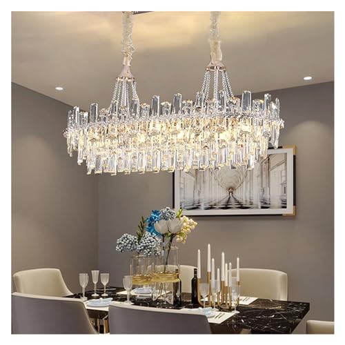 Genérico Candelabros ovalados largos de cristal de lujo compatibles con la decoración del comedor Lámparas colgantes modernas doradas,Lámparas de pared