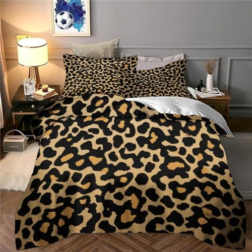 Parure de lit léopard 3D lit simple 140x200 cm avec fermeture éclair cachée - 6