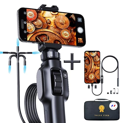 2 Endoskopkameras zur industriellen Inspektion 1920P mit 8 LEDs EIN schwenkbares Endoskop 1,5 m Kabel + eine verdrahtete Kamera 5 m Kabel für mechanische Kanalisation Android/iPhone-kompatibel