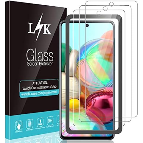 LϟK 3 Pack Screen Protector for Samsung Galaxy A71 - Tempered Glass HD Clear 9H Hardness Bubble Free Case Friendly Alignment Frame Easy Installation Screen Protective Film Cover