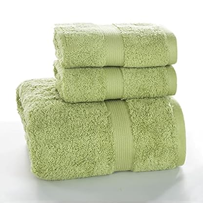 P9IDEDFH Langstapeliges Baumwoll-Badetuch, dreiteiliges Set, reine Baumwolle, dickes Badetuch für Erwachsene, Handtuch-Geschenkset (Farbe: Grün) (Grün)