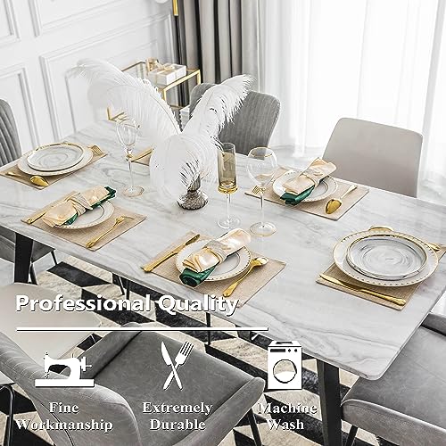 Home Brilliant Linen Placemats Set of 6, Beige Place Mats for Party Wedding Housewarming Gift Fabric Table Mats - Image 2