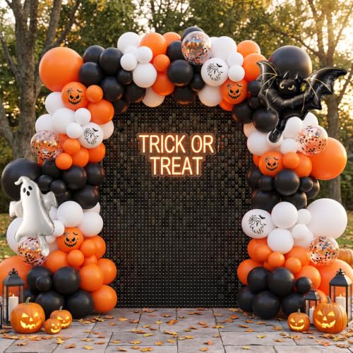 Image of Halloween Balloon Arch Kit, Ghost & Bat Foil Balloons, 127 Balloons