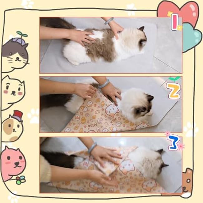 LBU 27.6 X Large Cat Grooming Wrap Self-Adhesive Cat Wrap for Cutting Nails with Nail Clipper&File Cat Restraint Burrito Wrap for Nail Clipping Anti-Scratch/Escape Cat Swaddle Wrap(Within 15lbs)-ElvKoiml