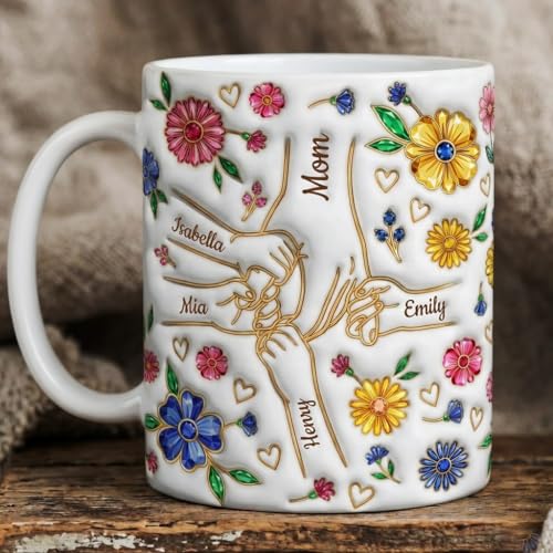 Taza personalizada para mamá con efecto 3D y nombres miniatura 2