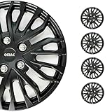 OMAC Black Hub Caps 15 Inch Set of 4, Tapas para Rines 15, Premium Wheel Covers 15 Inch, R15 Rim Cover Set, Snap On Durable Car Replacement Exterior Accessories
