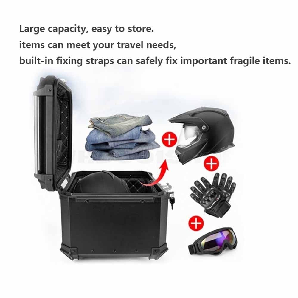 Motorradkoffer Roller Koffer 36L 45L 55L 65L Motorrad Heckbox Aluminium Mit Sicherheitsschloss, Top Case Motorrad Helmkoffer(Schwarz,36L) Auto & Motorrad