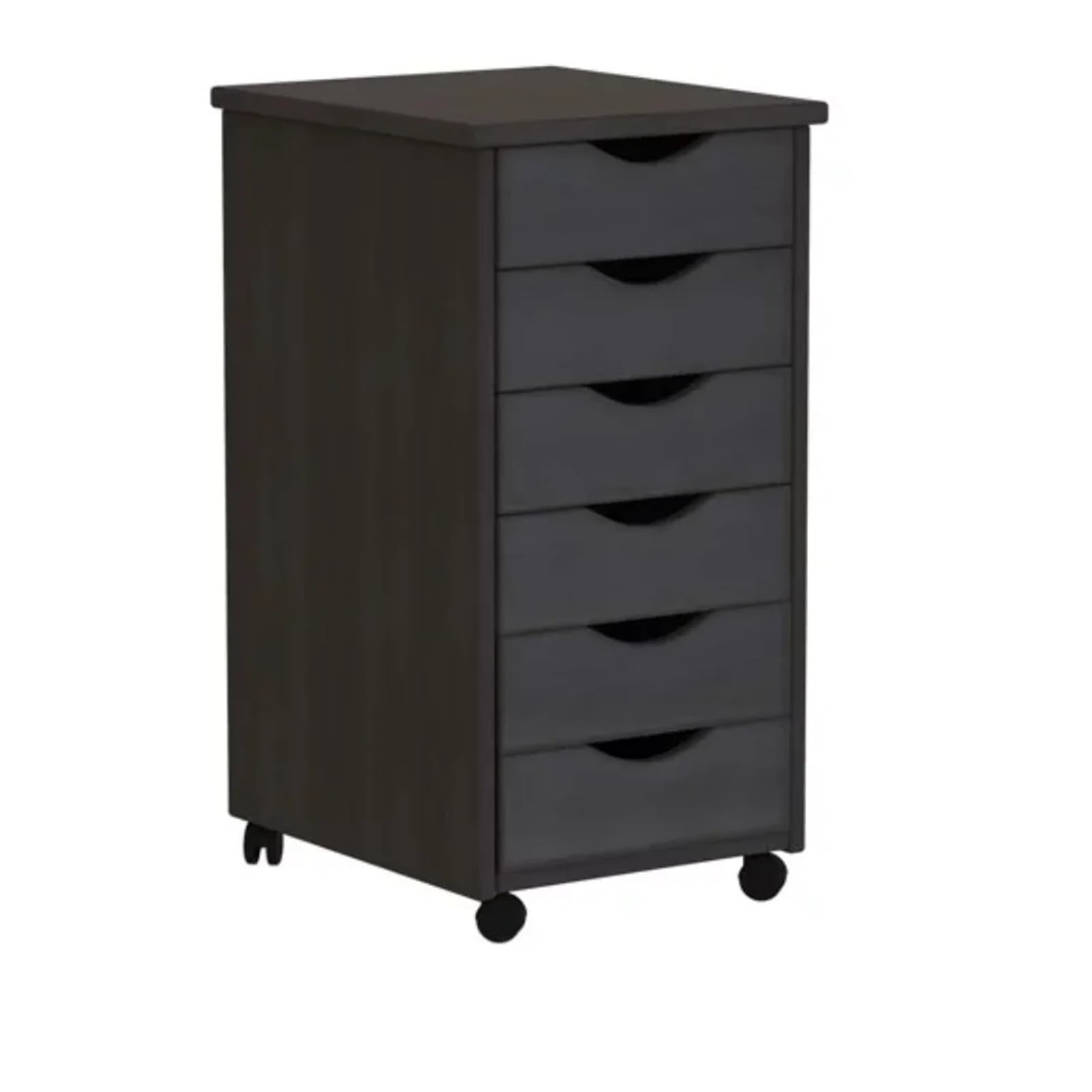 FZL02068LM Serving Trolleys Wood Roll Cart,6 Drawer for Kitchen Room,Dining,Bathroom,Black Organization