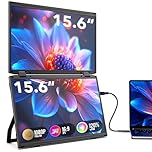 SMISEACOW Monitor portátil para Laptop,15,6 Pulgadas IPS 1080P FHD, Monitor portátil Plegable de Tres Pantallas,VESA,rotación de 360°, Compatible con Windows/Mac/Dex/Chrome y PC de Escritorio/Mini