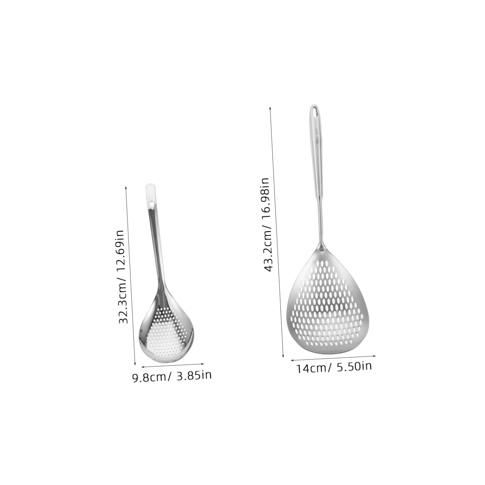 VINTORKY 2pcs Skimmer Slotted Spoon Stainless Steel Colander Spoon for Food Filtration Lightweight Design for Easy Use Kitchen for Cooking and Serving