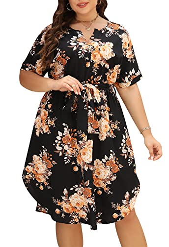 WDIRARA Plus Size Floral Bodycon Dress - Ruched Strapless Midi Dress With Side Slit