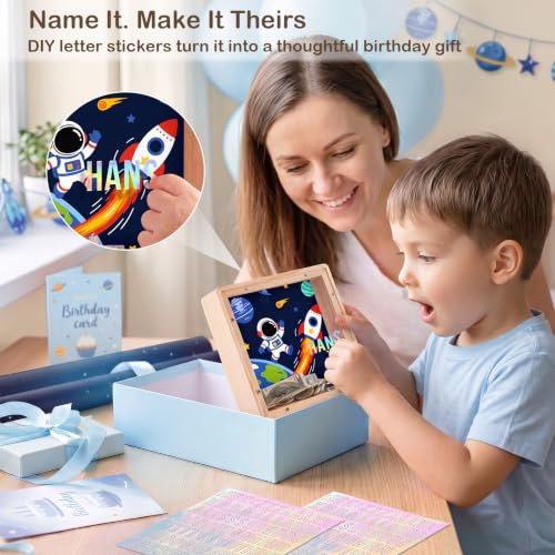 Image of ICOSY Piggy Bank for Kids, Wooden Framed Coin Bank