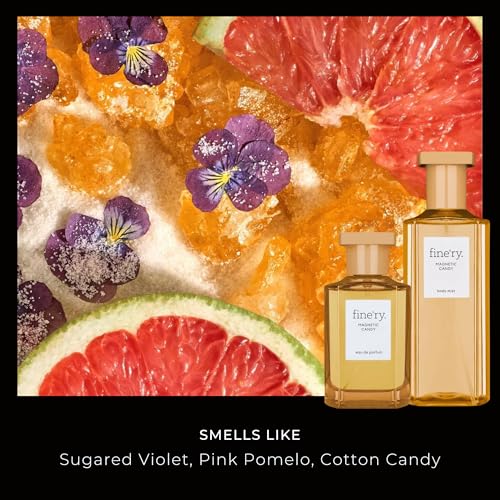 Image of Fine'ry Citrus Gourmand Hair + Body Fragrance Mist Spray for Girls & Women - Magnetic Candy - Sugared Violet, Pink Pomelo & Cotton Candy, Long-Lasting, Vegan & Cruelty-Free, Gift for Teens (5 Fl Oz)