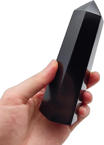 Miniatura 2 de Torre de turmalina negra con 6 facetas de cristal curativo Varita de 0.5 a 1 libras para meditación, colección Reiki, decoración del hogar