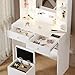 Haewon White Vanity Desk with Mirror and Lights, Makeup Vanity with 10 LED Bulbs and 3 Color Modes, Dressing Table Set with Power Outlets, Storage Drawers and Chair for Bedroom
