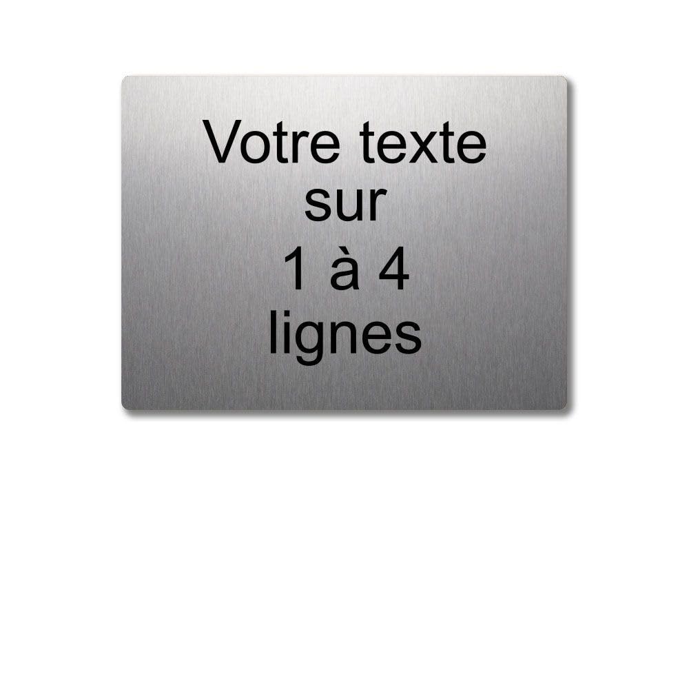 Placa grabada personalizada de 1 a 4 líneas, 20 x 15 cm, autoadhesiva, aluminio cepillado