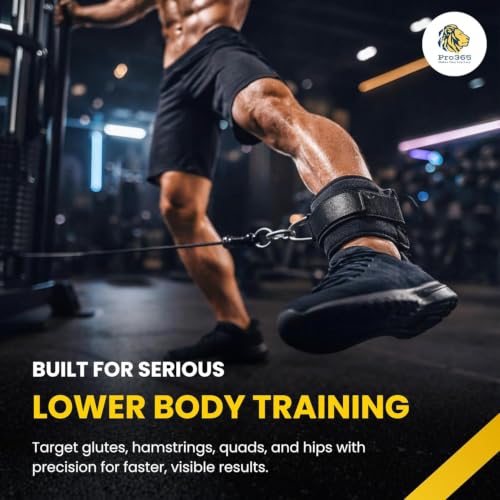 Image of PRO365 Ankle Straps & Lifting Straps Combo for Cable Machine | Gym Ankle Cuffs for Glute Kickbacks, Leg Workouts & Hip Training | Weight Lifting Wrist Straps for Deadlifts, Pull-Ups & Strength Training (Black, Pack of 4)