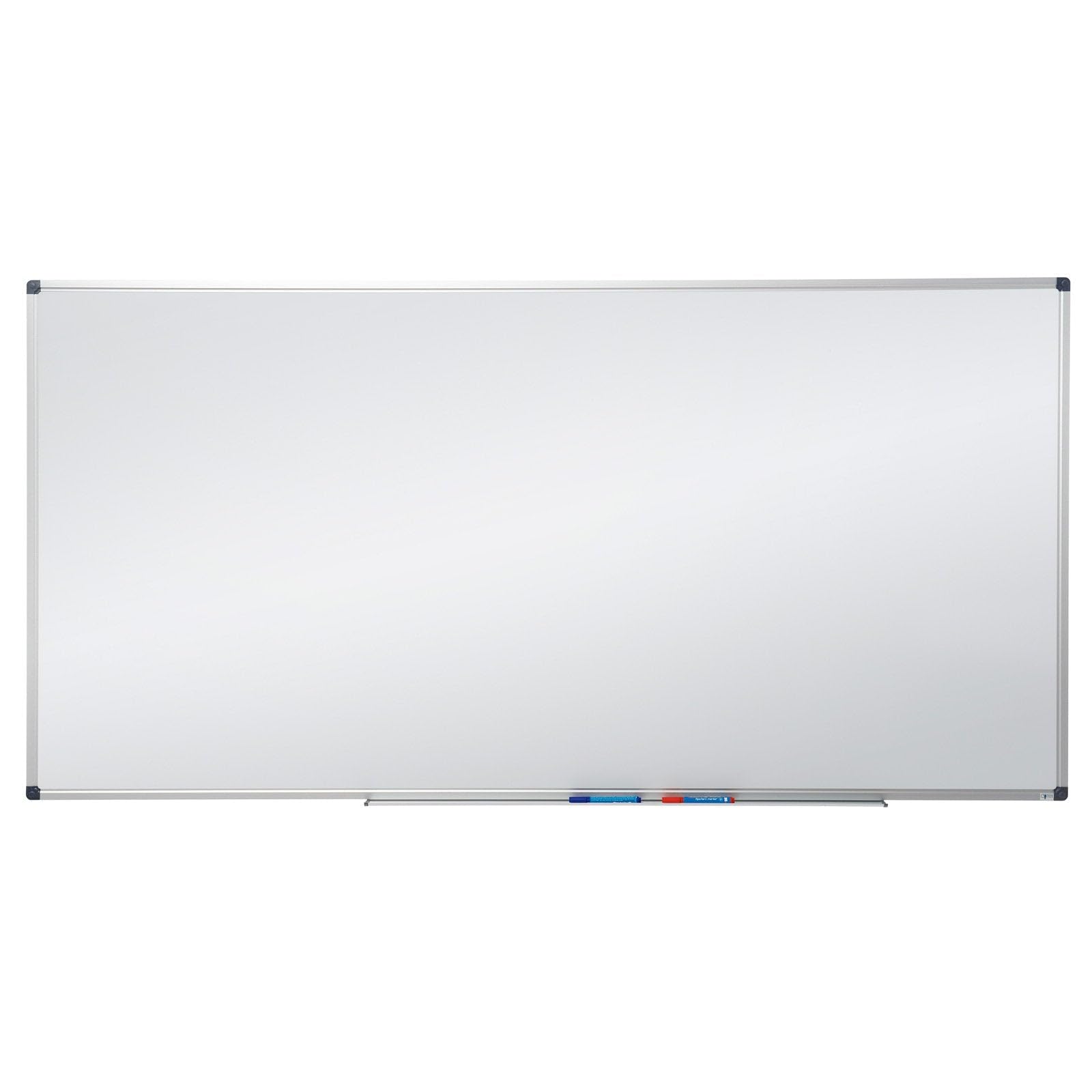 Tableau blanc effaçable KARAT-Ardoise laquée résistant aux rayures- Tableau bureau magnétique- Tableau aimanté mural cadre en aluminium- Tableau de présentation porte-marqueurs intégré (120 X 240 cm)