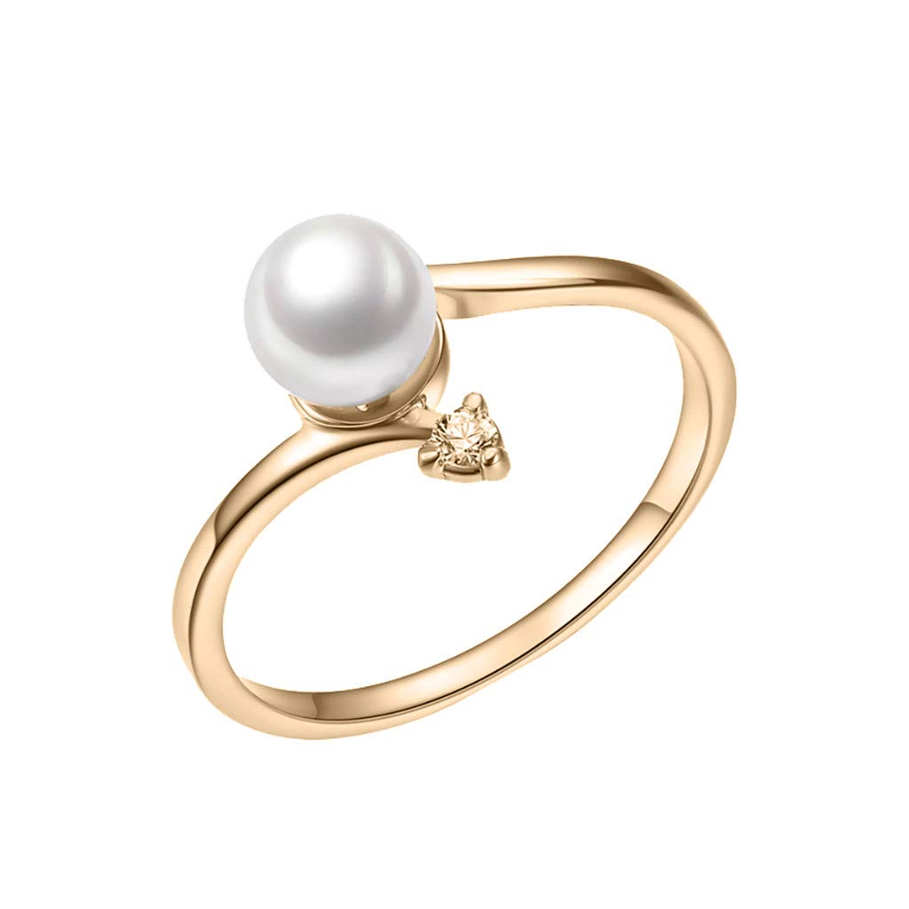 Women Rings Sale, Fashion Simple Gold Pearl Diamond Zircon Ladies Ring Joint Ring JewelryWedding Engagement Jewelry Gift Various Sizes G,H,I,J,K,L,M,N,O,P,Q,R,S,T