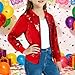Girls Cute Sequins Jackets Zip up Open Front Lightweight Fashion Sparkle Coats Kids Ribbed Cuffs (Red, 18-24 Months)