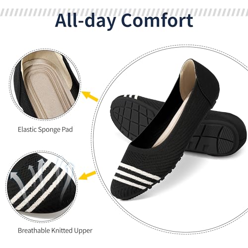 Image of Reimferce Women Comfortable Casual Flats: Lightweight & Anti-Slip for Outdoor Walking - Soft Insole & Breathable Knit for Confidence - Women 25-45
