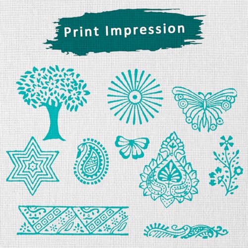 Image of Wooden Stamp Block, Printing Stamp Design Set | Block for Printing Saree Border | Dresses, Craft Card Making, Scrapbook, Clay Pottery | Set of 10