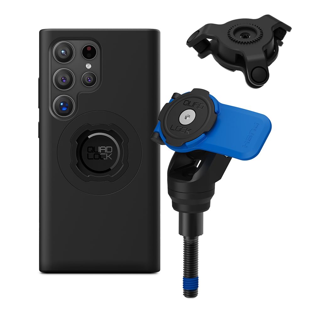Quad Lock Handlebar Clamp Motorcycle Phone Mount with Vibration Dampener and MAG Phone Case for Galaxy S24 Ultra