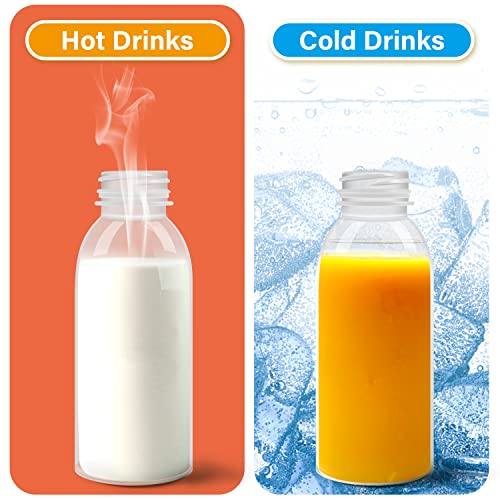 EONJOE Dishwasher Safe 12oz Plastic Bottles with Caps Reusable BPA Free PP5 Juice Milk Water Smoothie Bottle Heat-Resistant Refillable