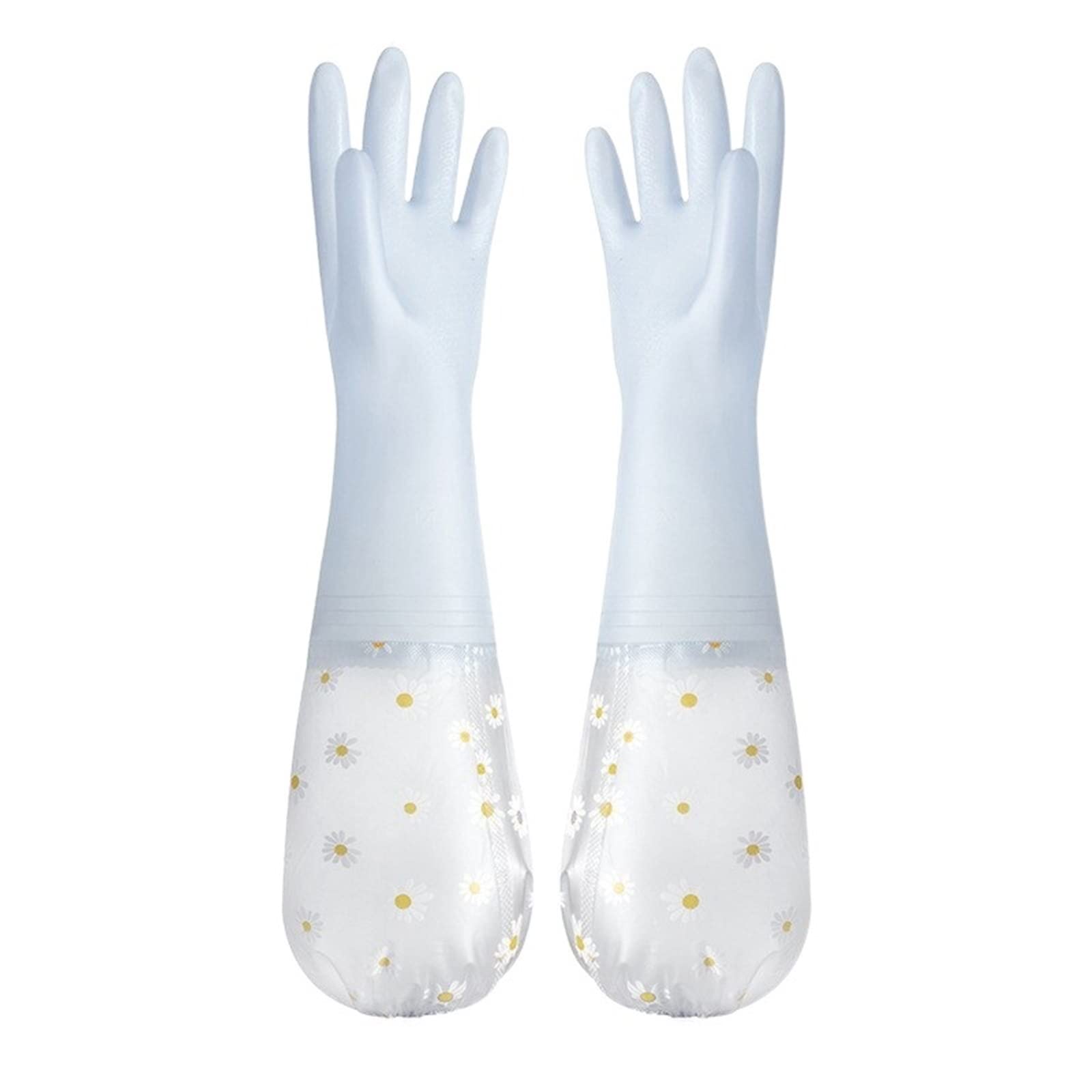 Guantes domésticos de lavado de caucho impermeable Waterproof Rubber Kitchen Cleaning Washing Household Extended Durable Household Dishwashing Gloves(Roze)