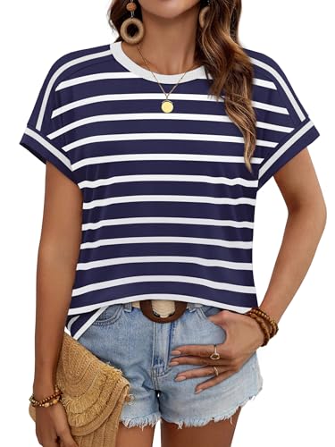 Image of WIHOLL Womens Tops Short Sleeve Shirts Summer Outfits 2026 Spring Dressy Casual Clothes Clothing