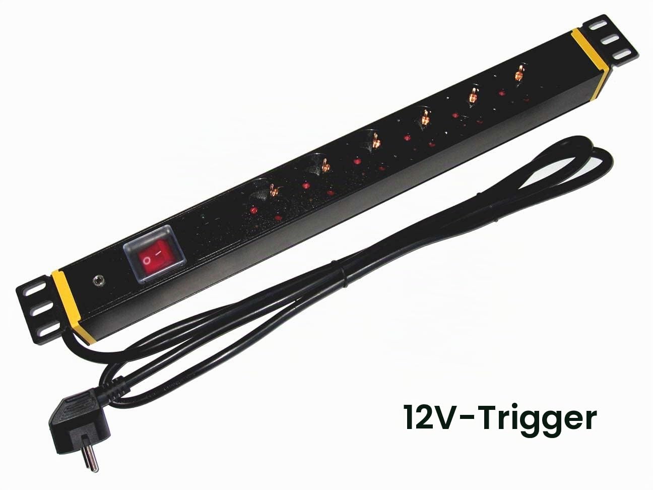 VOCOMO 19" 6-Fach Steckdosenleiste (3680W) mit 12V Trigger Schalt-Eingang für AV-Verstärker/Receiver, Standby-Killer Zwischenstecker TSL6-II HR