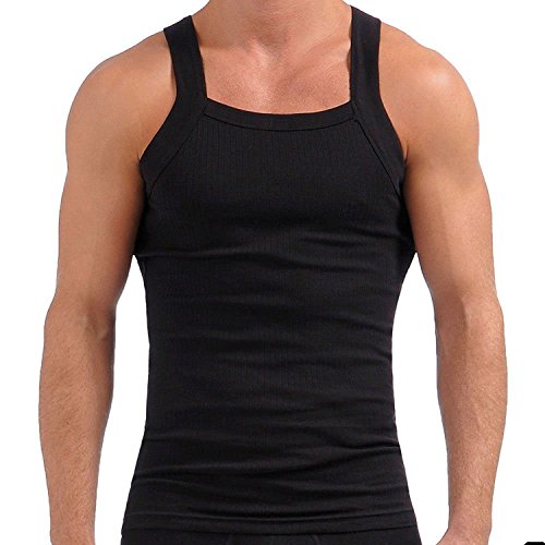 John Son Super Heavy Weight Square Cut Tank Top - 2 Pack (1XL, Black)3