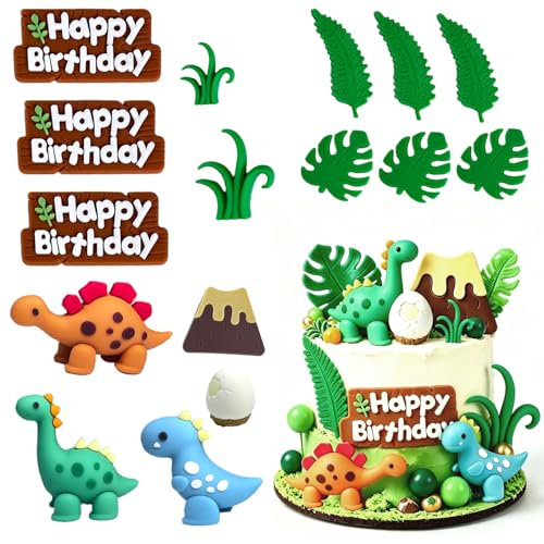 LIULINY 16 Pièces Dinosaure Gâteau Décoration, Dinosaure Gâteau Decoration, Déco Cake...