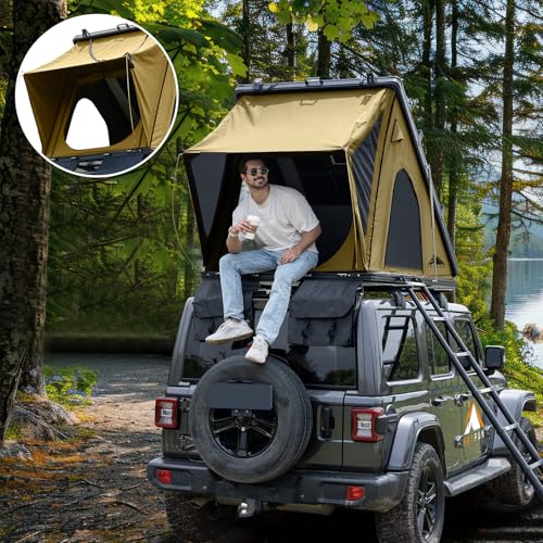 Explorer Rooftop Tent Hardshell with Luggage Racks&Replaceable Ne...