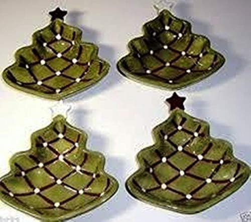 4Cerámica Barn Seasons Greetings Árbol de Navidad Forma Placa