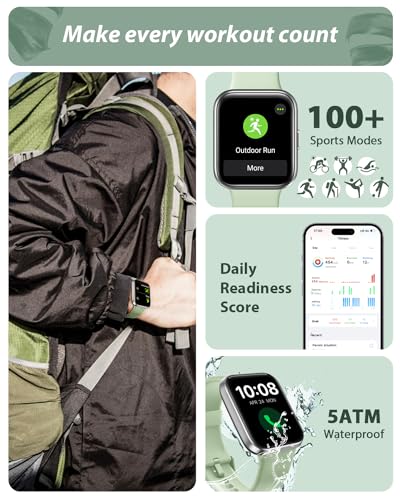 Image of Tensky Smart Watch for Men Women(Call Receive /Dial), Alexa Built-in, 1.8 inch Touch Screen Fitness Tracker with Heart Rate Sleep Tracking, 100 Sports Modes, 5ATM Waterproof Smartwatch for Android iPhone
