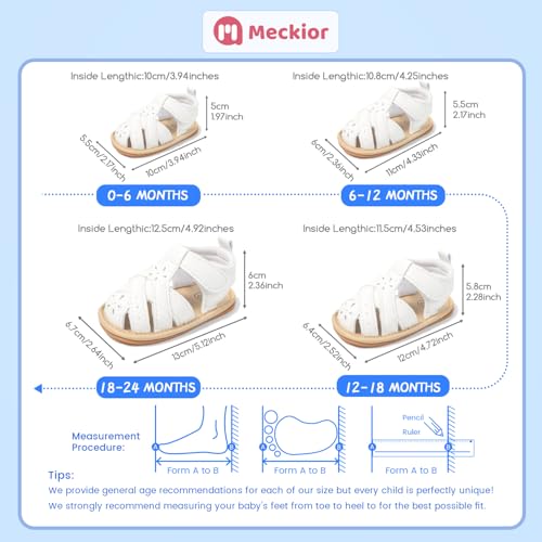 Image of Meckior Baby Toddler Infant Girls PU Leather Soft Open Toe Summer Sandals Flower Princess Flat Shoes
