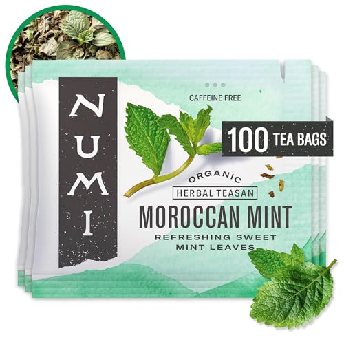 Image of Numi Organic Moroccan Mint Tea, 100 Herbal Tea Bags, Caffeine Free