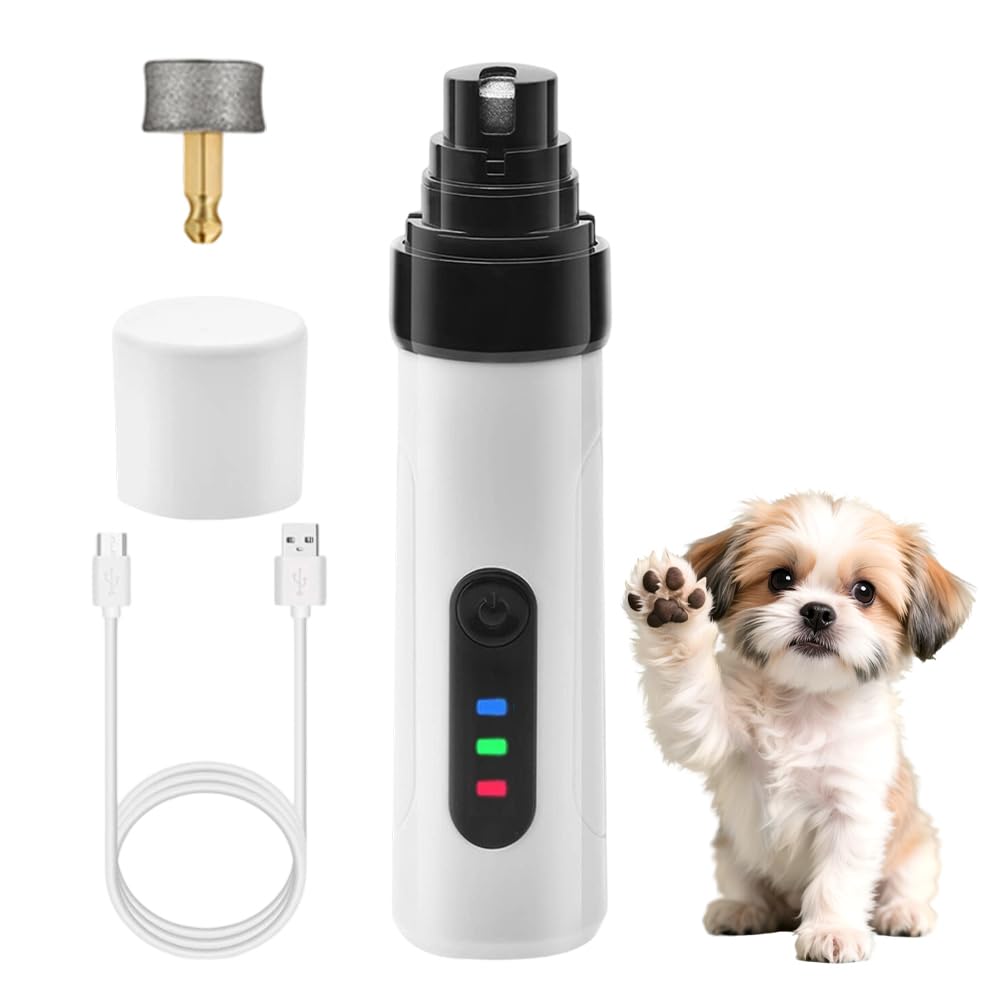 Dog Nail Grinder, 2026 New Silent Pet Nail Grinder, Electric Dog Nail Trimmers with 2 Speed, Quiet Pet Nail Trimmer for Small Medium Large Cats Dogs (Standard + 1 Grinding Head)