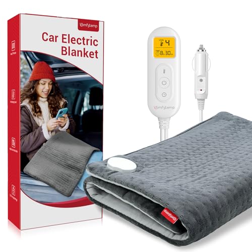 Comfytemp 12V/24V Car Electric Blanket for Back Soothing 17 x 33 4 Heat Settings 11 Auto-Off Portable Mini Travel Blanket for Shoulders Neck Hip Truck SUV Washable for Driver Men Women Winter