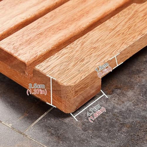Tapis de douche en teck massif haut de gamme pour sol de salle de bain chic