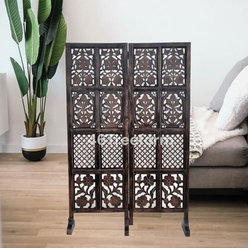 Image of Wooden Room Partition /Screen /Room Divider /Room Separator for Livng Room Bedroom Home Office Restarurant Hallway 20Inches Wide (2 Panel 5 Feet with Stands)