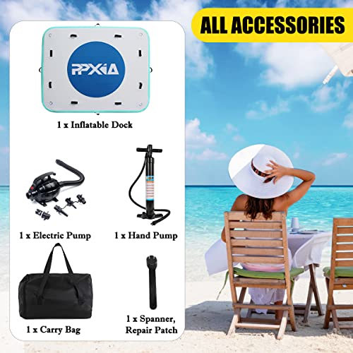 Inflatable Lake Dock For Adults, Up To 10 Person Floating Docks With Mesh, Swimming Water Platform, Floating Island Raft For Pool & Beach, Lake, River Fun #TOP4